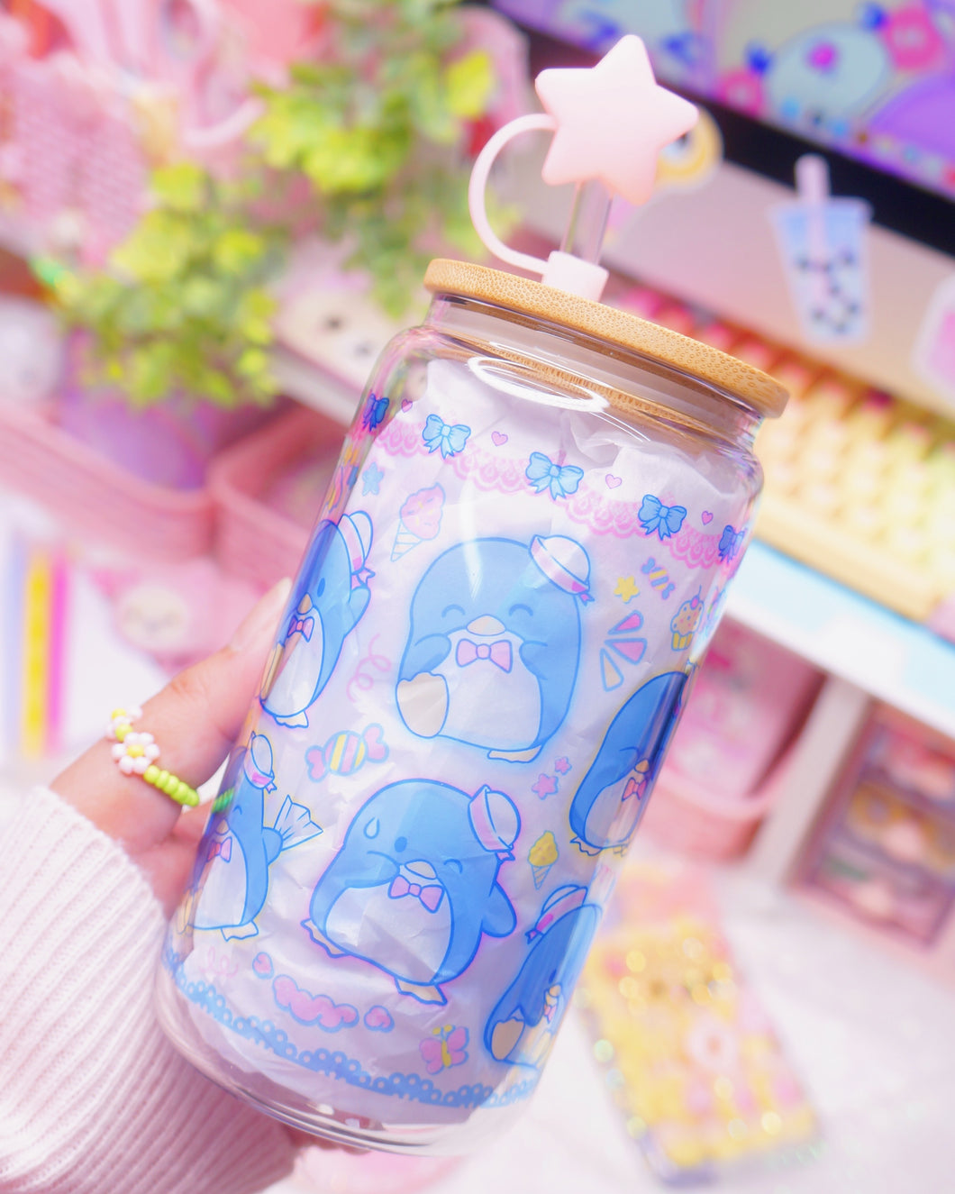 Kawaii Penguin Glasscan Cup 16oz [Made to Order]