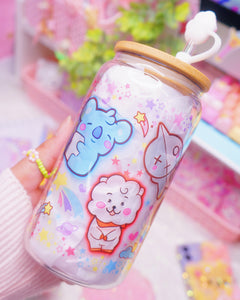 Kawaii KPop Characters Glasscan Cup 16oz [Made to Order]