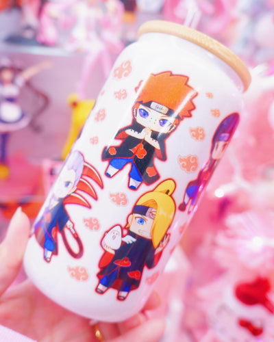 Akatsuki Chibi Characters Glasscan Cup 16oz [Made to Order]